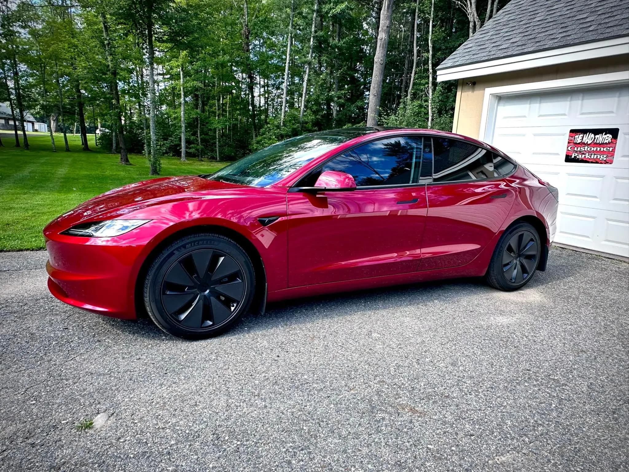 Red Tesla Window Tint